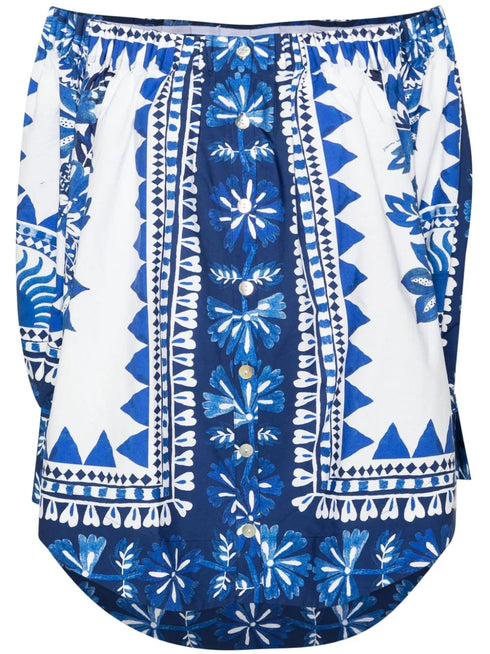 FLORA TAPESTRY OFF-WHITE LONG SLEEVE BLOUSE